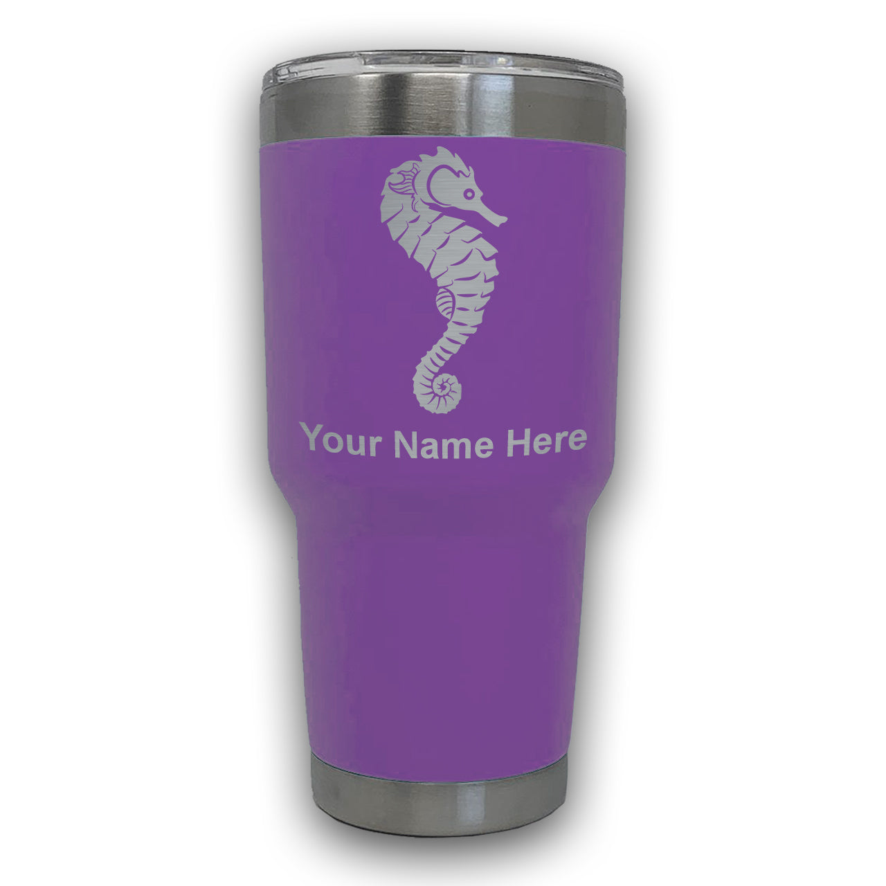 LaserGram 30oz Tumbler Mug, Seahorse, Personalized Engraving Included
