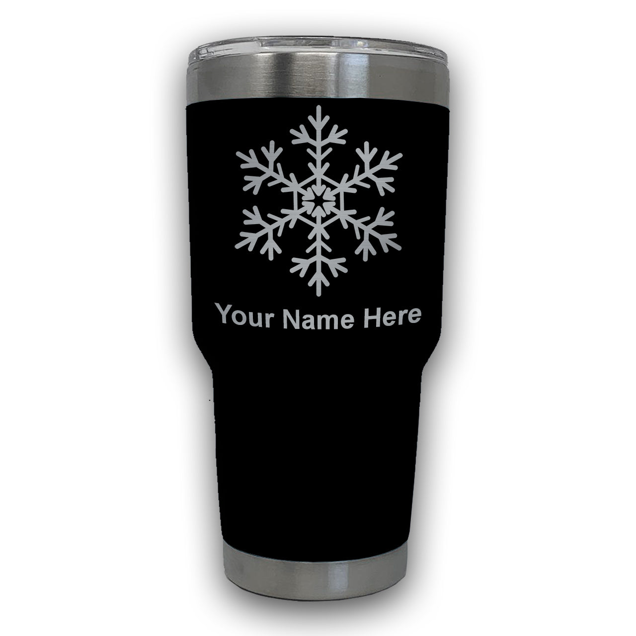 LaserGram 30oz Tumbler Mug, Snowflake, Personalized Engraving Included