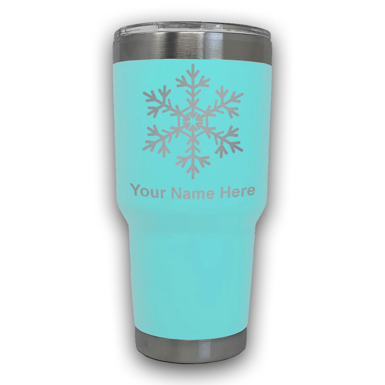 LaserGram 30oz Tumbler Mug, Snowflake, Personalized Engraving Included