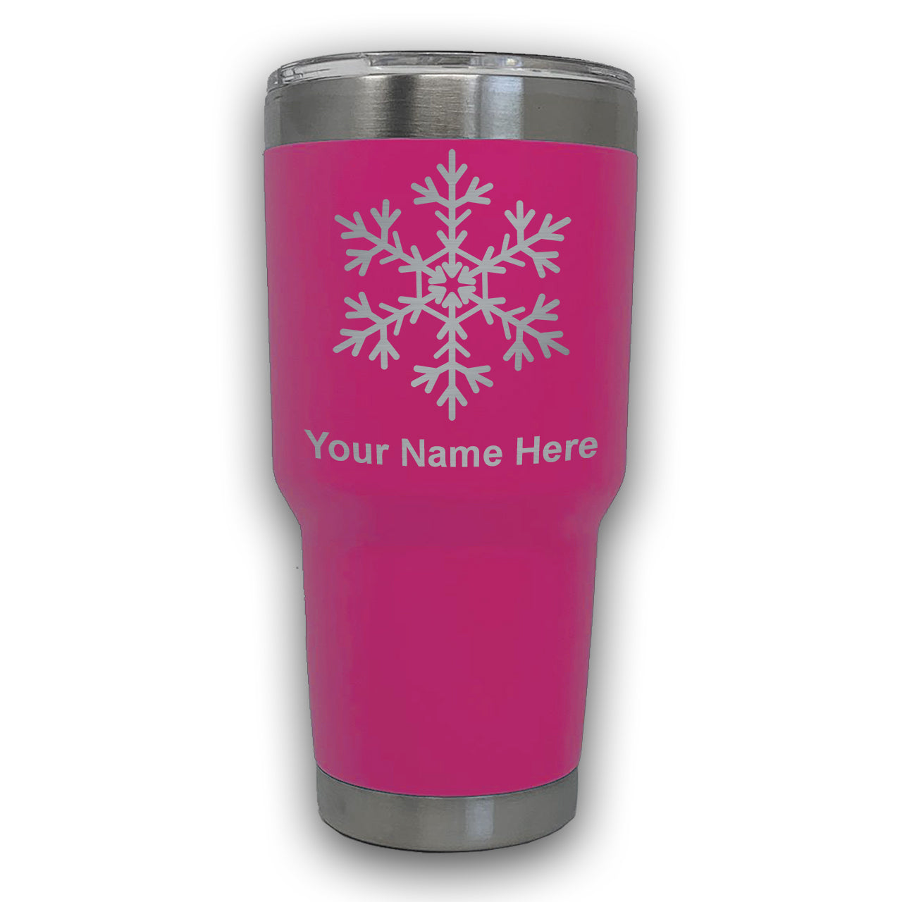 LaserGram 30oz Tumbler Mug, Snowflake, Personalized Engraving Included