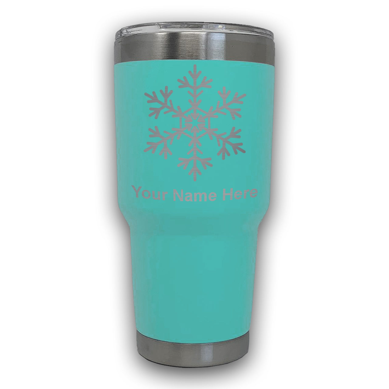 LaserGram 30oz Tumbler Mug, Snowflake, Personalized Engraving Included