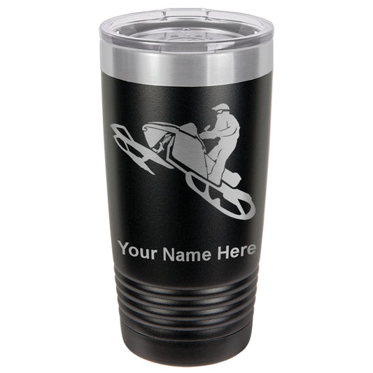 20oz Vacuum Insulated Tumbler Mug, Snowmobile, Personalized Engraving Included
