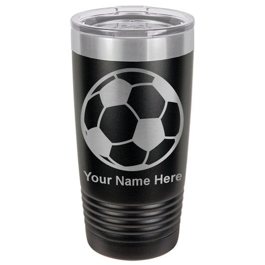 20oz Vacuum Insulated Tumbler Mug, Soccer Ball, Personalized Engraving Included