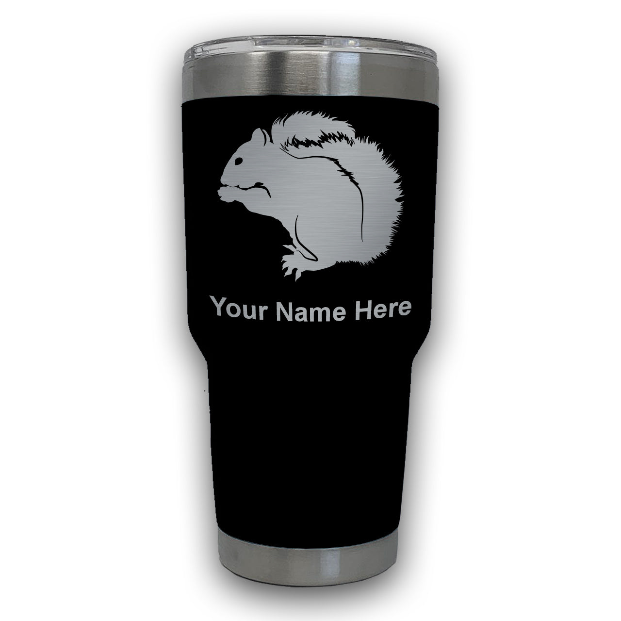 LaserGram 30oz Tumbler Mug, Squirrel, Personalized Engraving Included