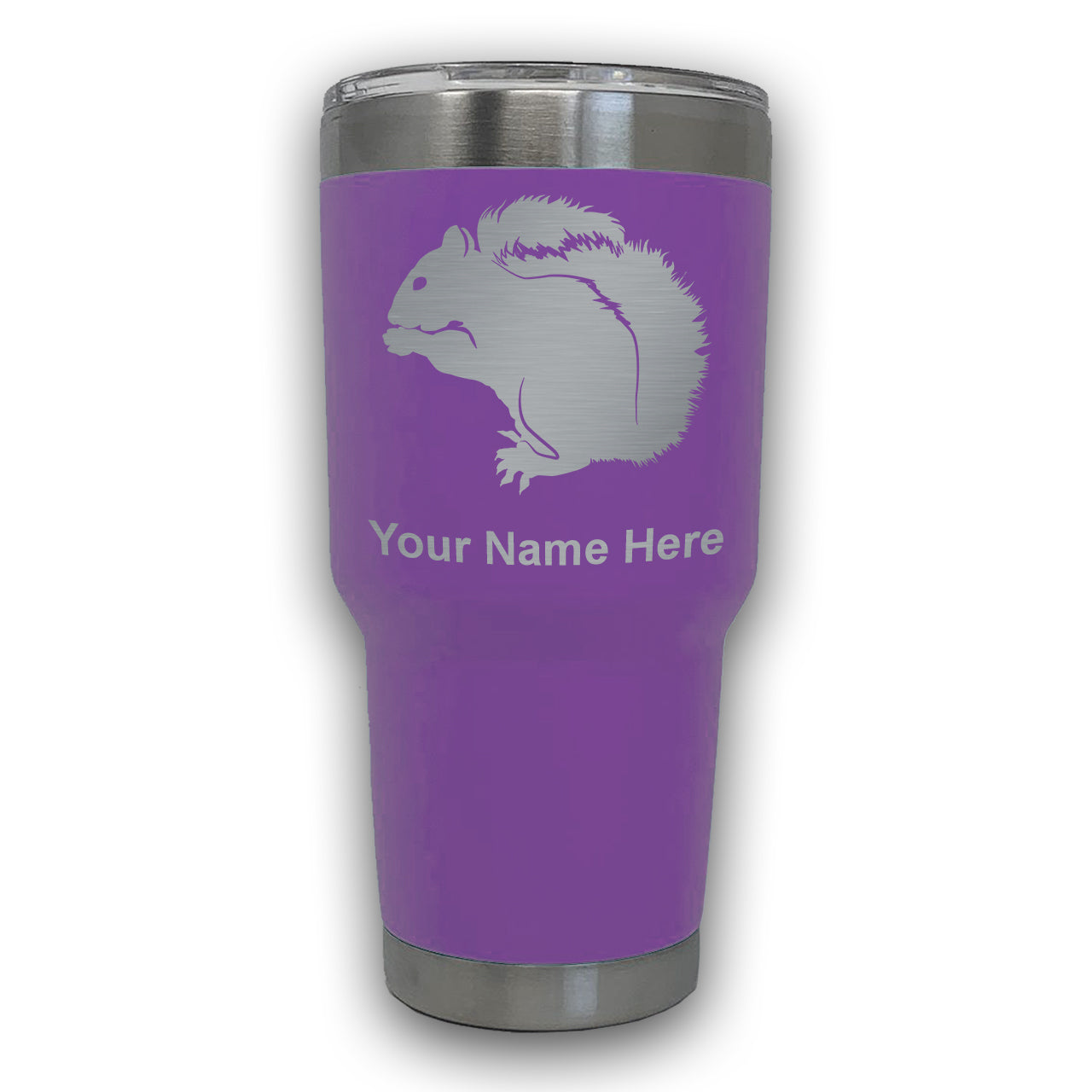 LaserGram 30oz Tumbler Mug, Squirrel, Personalized Engraving Included