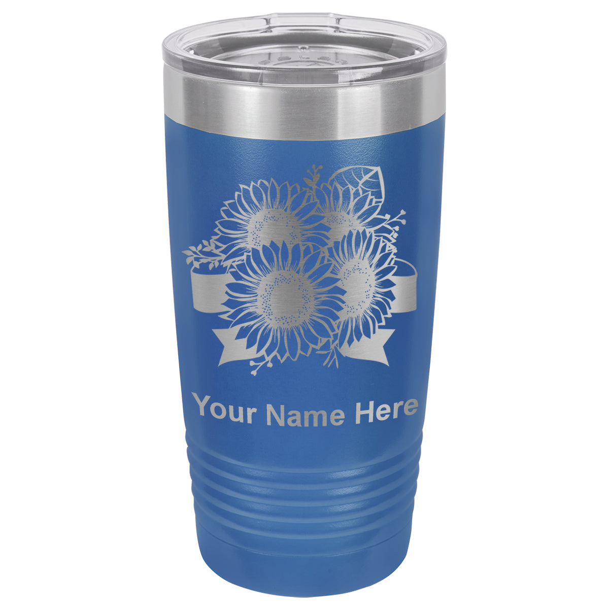 20oz Vacuum Insulated Tumbler Mug, Sunflowers, Personalized Engraving Included