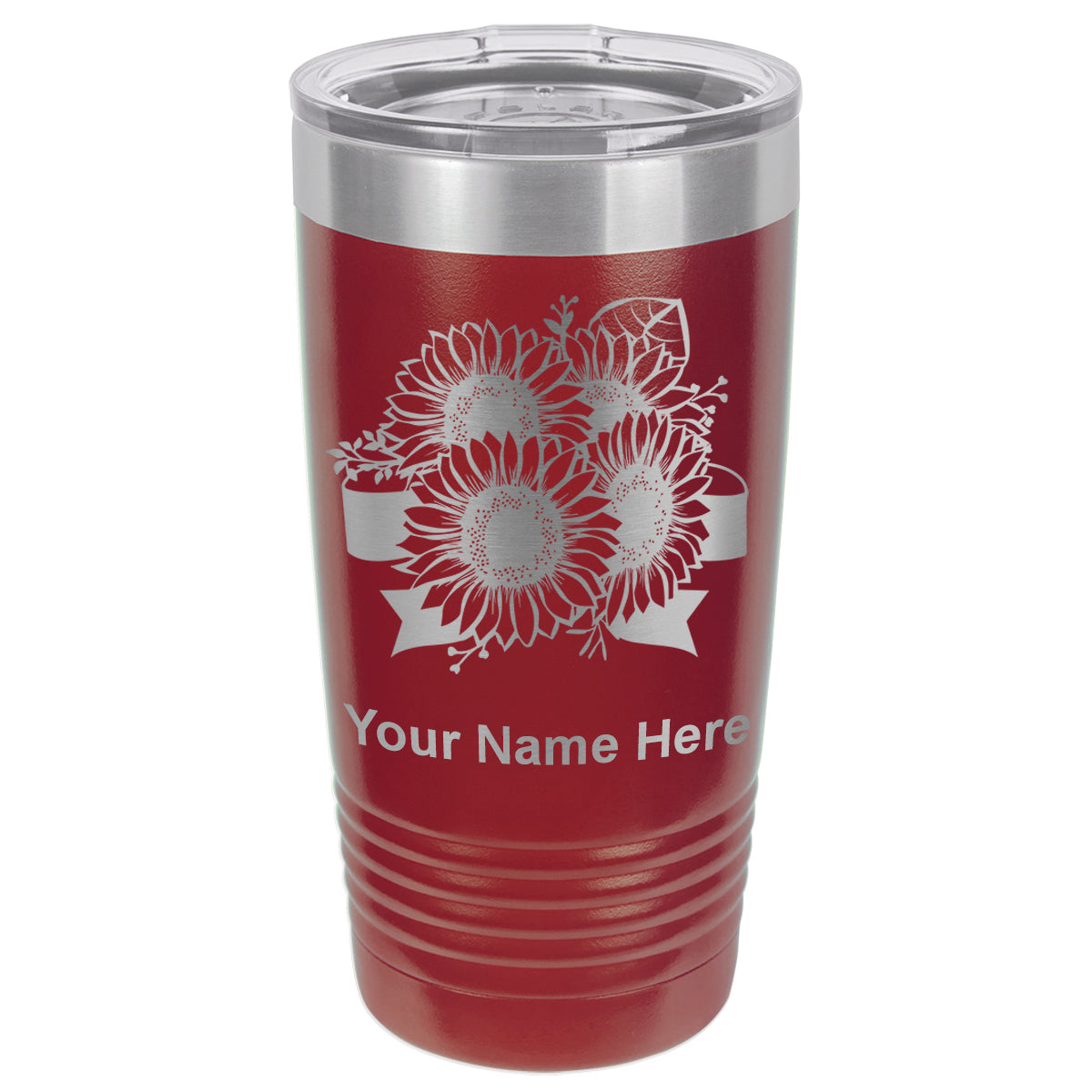 20oz Vacuum Insulated Tumbler Mug, Sunflowers, Personalized Engraving Included