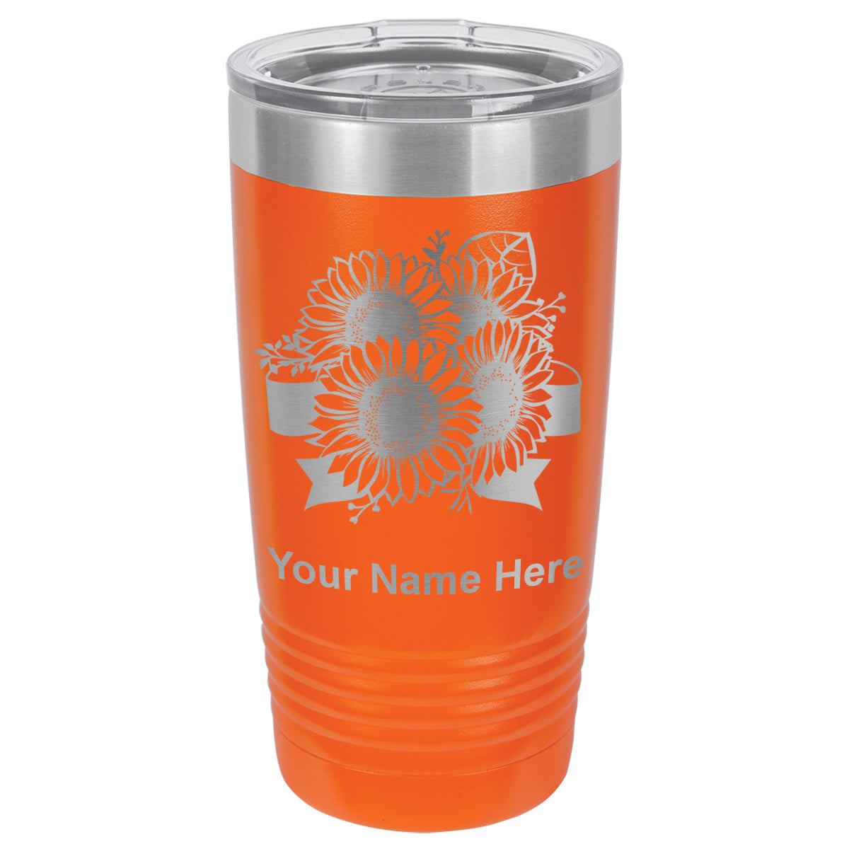 20oz Vacuum Insulated Tumbler Mug, Sunflowers, Personalized Engraving Included