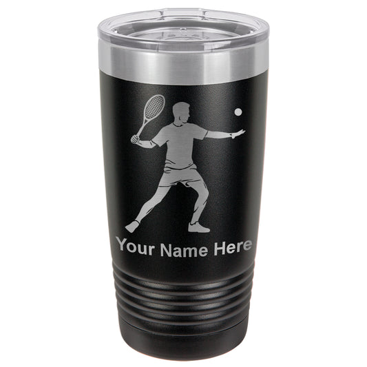 20oz Vacuum Insulated Tumbler Mug, Tennis Player Man, Personalized Engraving Included