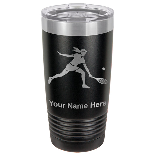 20oz Vacuum Insulated Tumbler Mug, Tennis Player Woman, Personalized Engraving Included