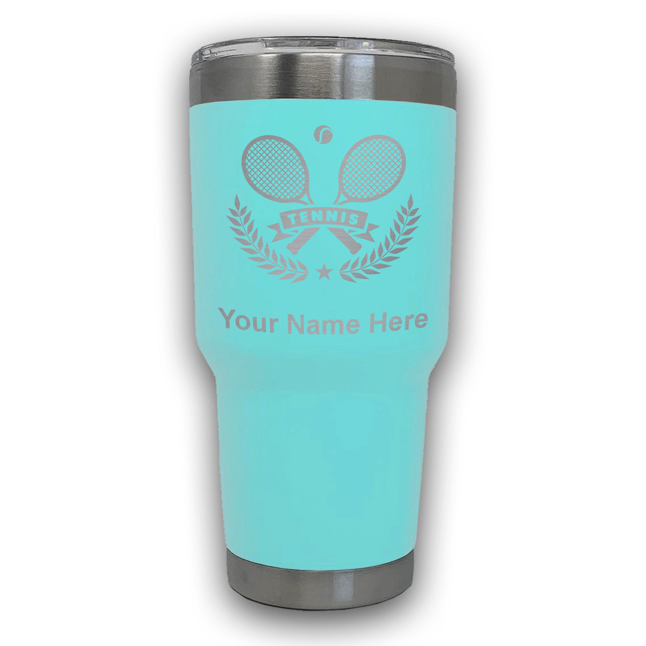 LaserGram 30oz Tumbler Mug, Tennis Rackets, Personalized Engraving Included