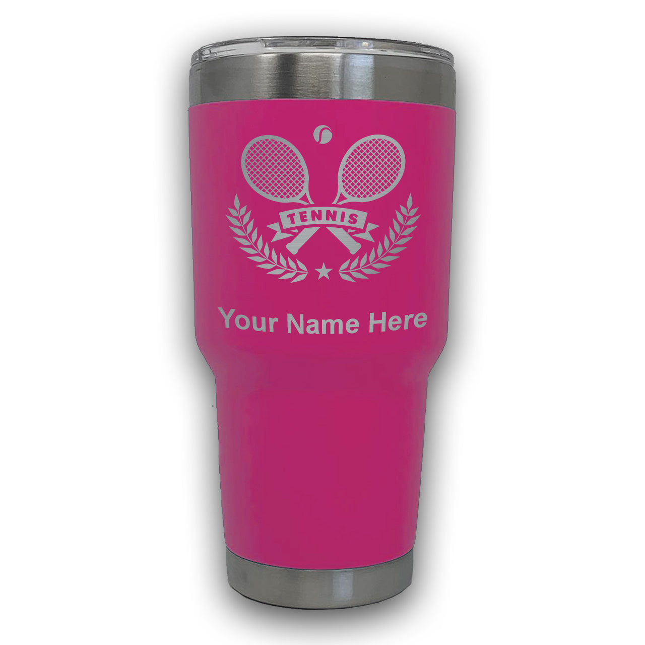 LaserGram 30oz Tumbler Mug, Tennis Rackets, Personalized Engraving Included