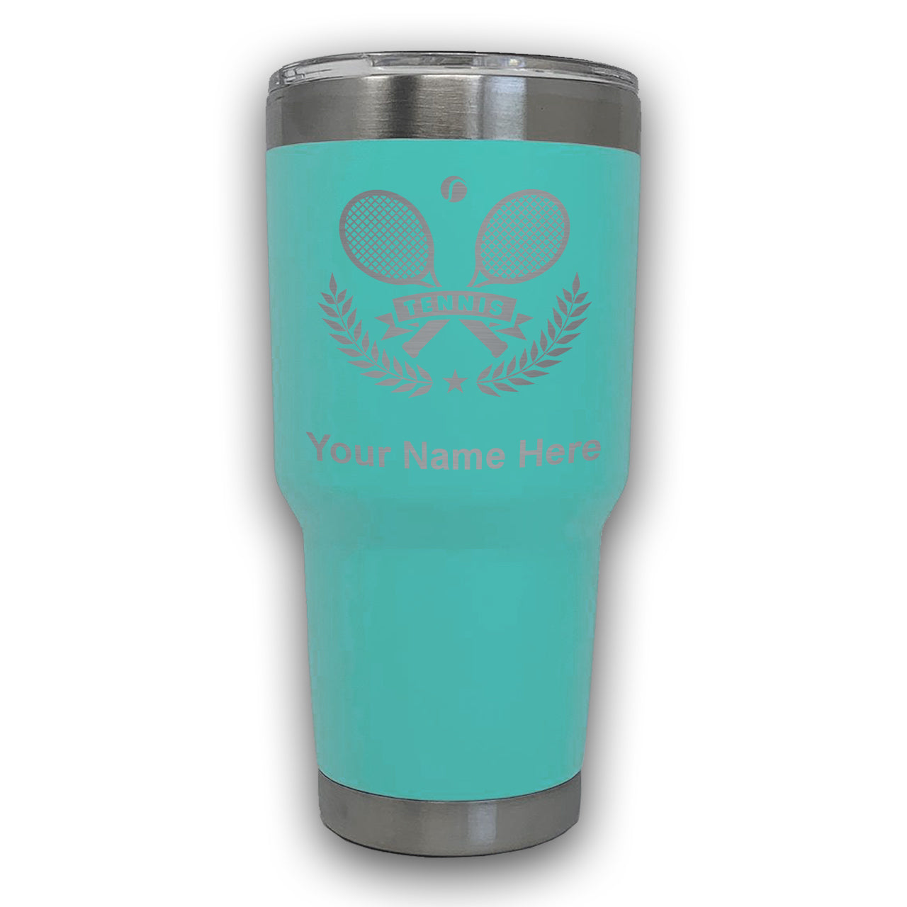 LaserGram 30oz Tumbler Mug, Tennis Rackets, Personalized Engraving Included