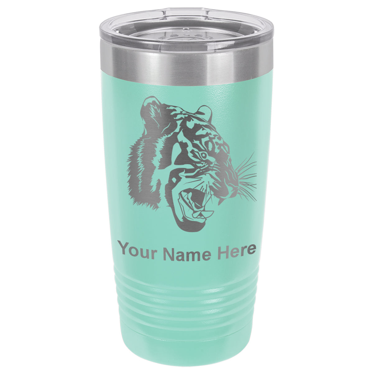 20oz Vacuum Insulated Tumbler Mug, Tiger Head, Personalized Engraving Included