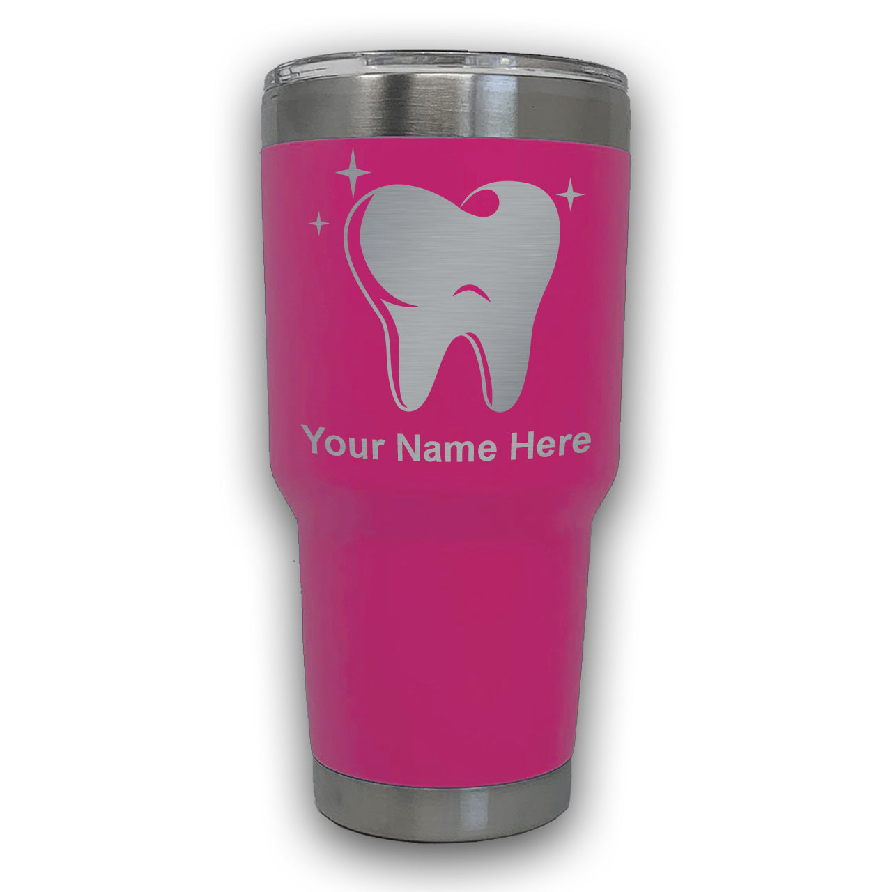 LaserGram 30oz Tumbler Mug, Tooth, Personalized Engraving Included