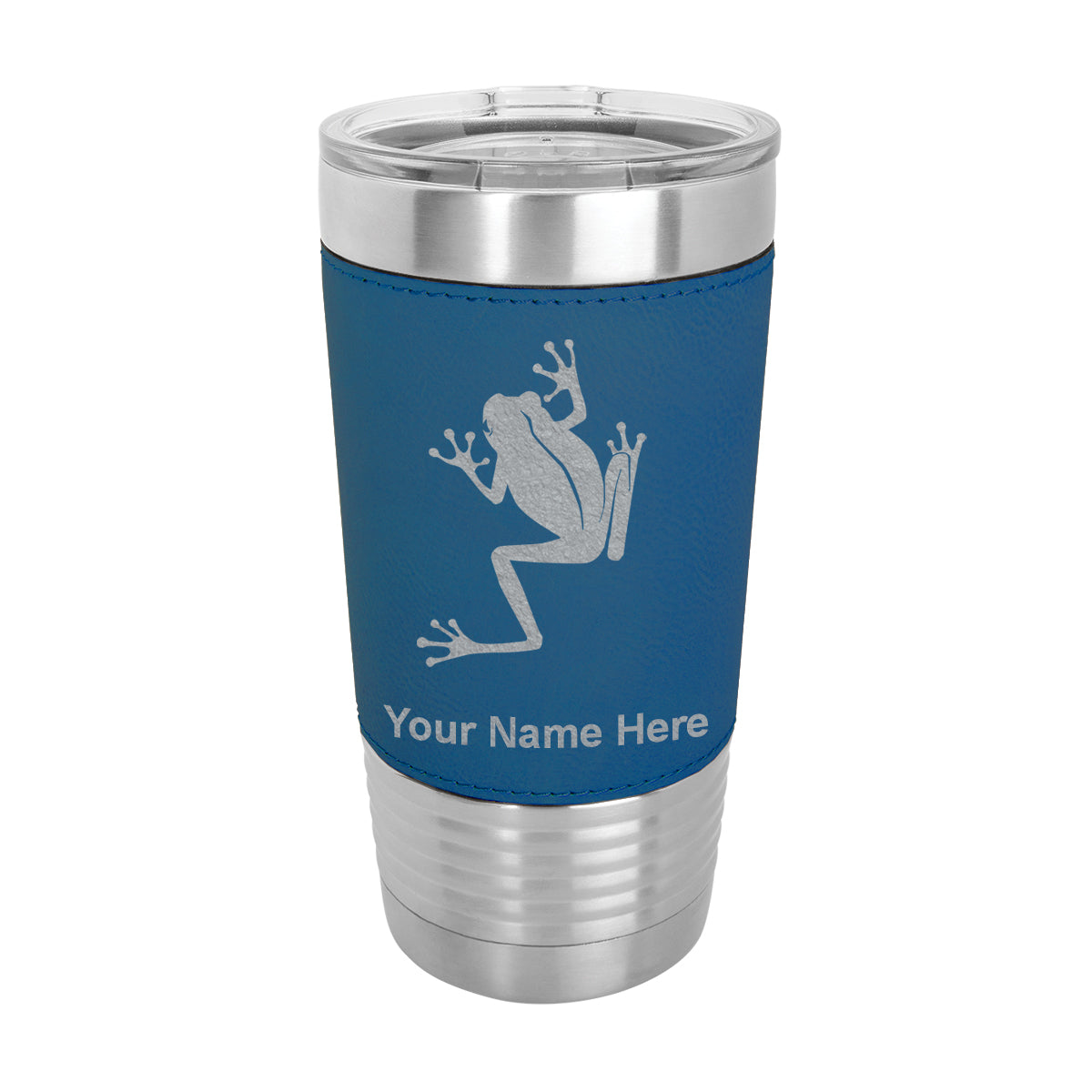 20oz Faux Leather Tumbler Mug, Tree Frog, Personalized Engraving Included