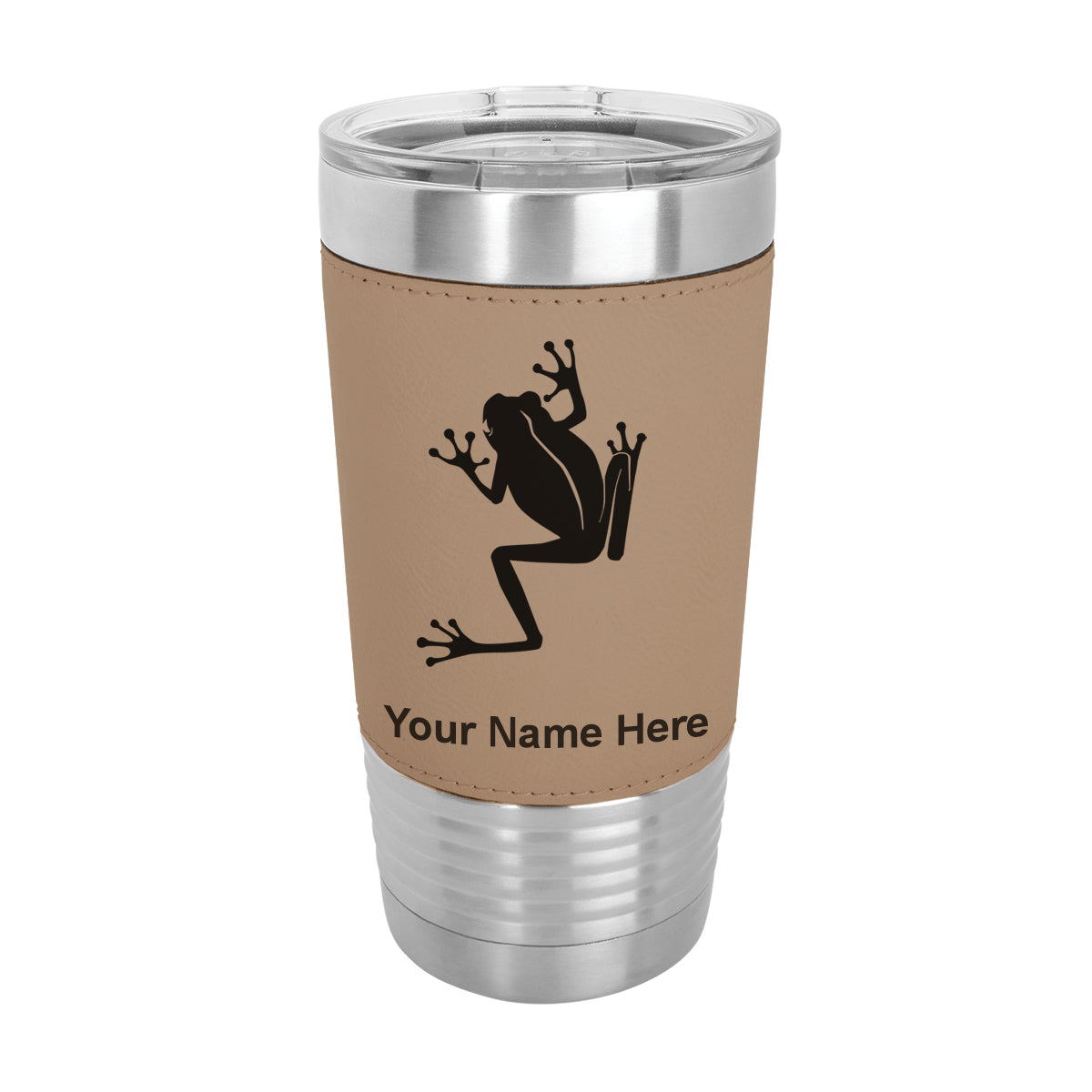 20oz Faux Leather Tumbler Mug, Tree Frog, Personalized Engraving Included