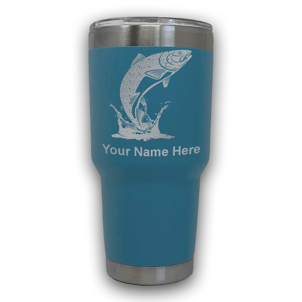 LaserGram 30oz Tumbler Mug, Trout Fish, Personalized Engraving Included