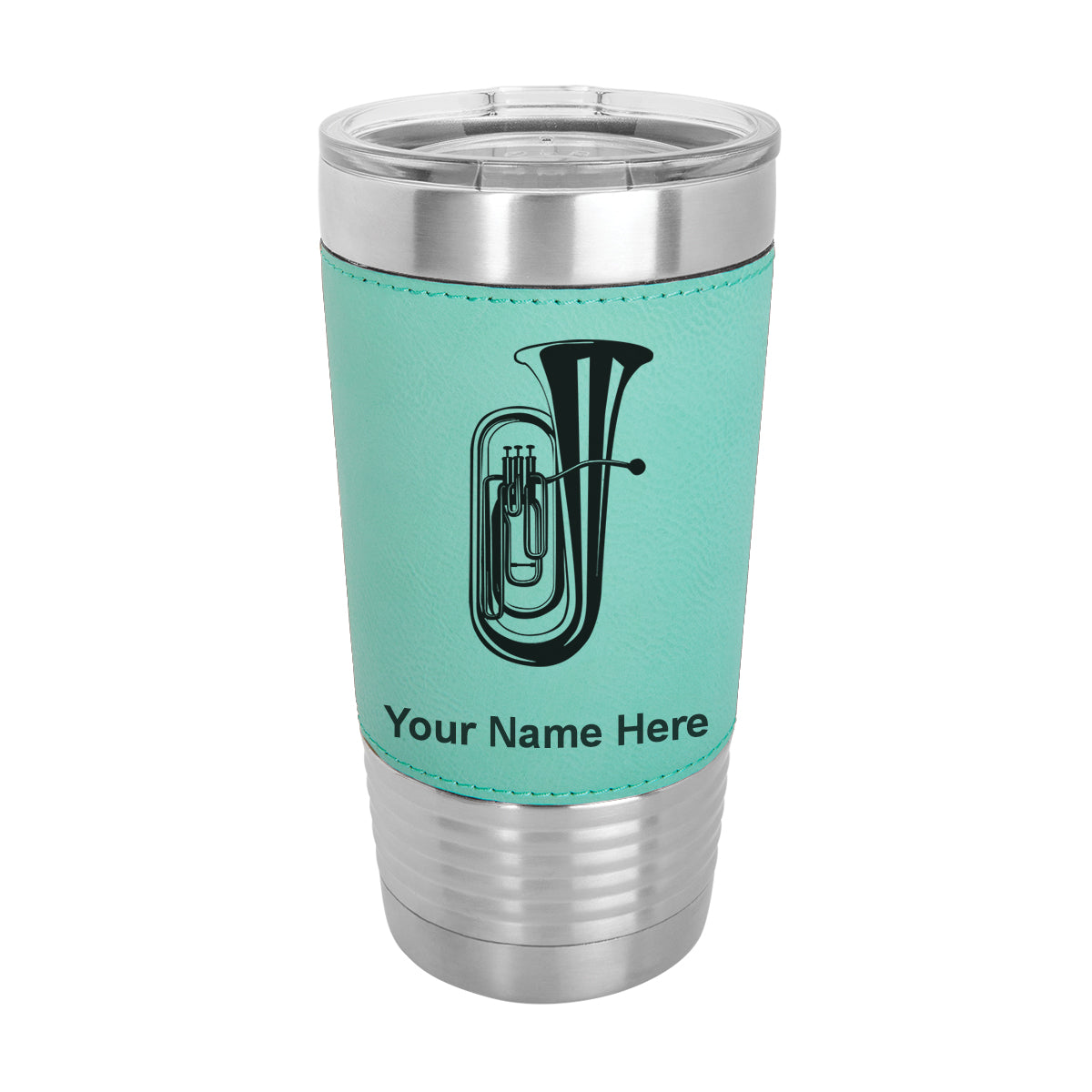 20oz Faux Leather Tumbler Mug, Tuba, Personalized Engraving Included
