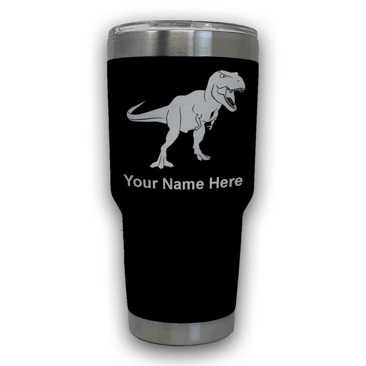 LaserGram 30oz Tumbler Mug, Tyrannosaurus Rex Dinosaur, Personalized Engraving Included