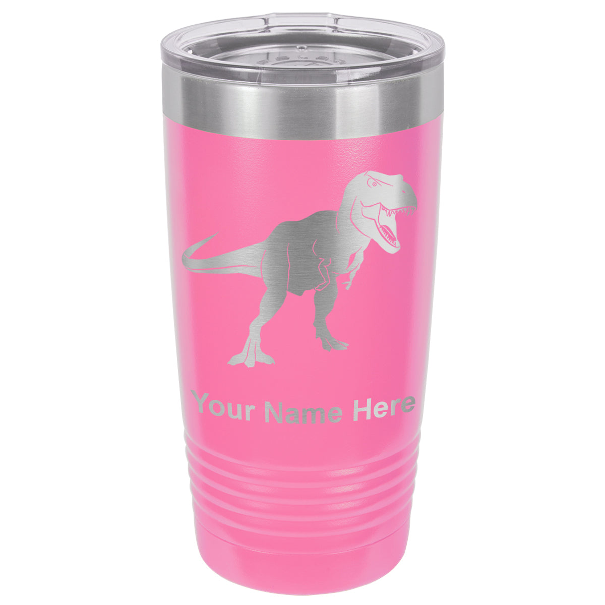 20oz Vacuum Insulated Tumbler Mug, Tyrannosaurus Rex Dinosaur, Personalized Engraving Included