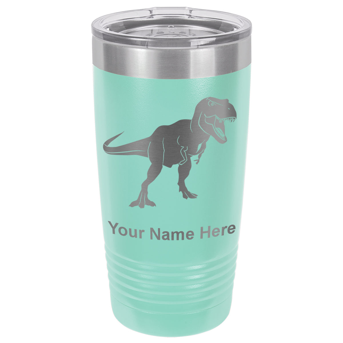 20oz Vacuum Insulated Tumbler Mug, Tyrannosaurus Rex Dinosaur, Personalized Engraving Included