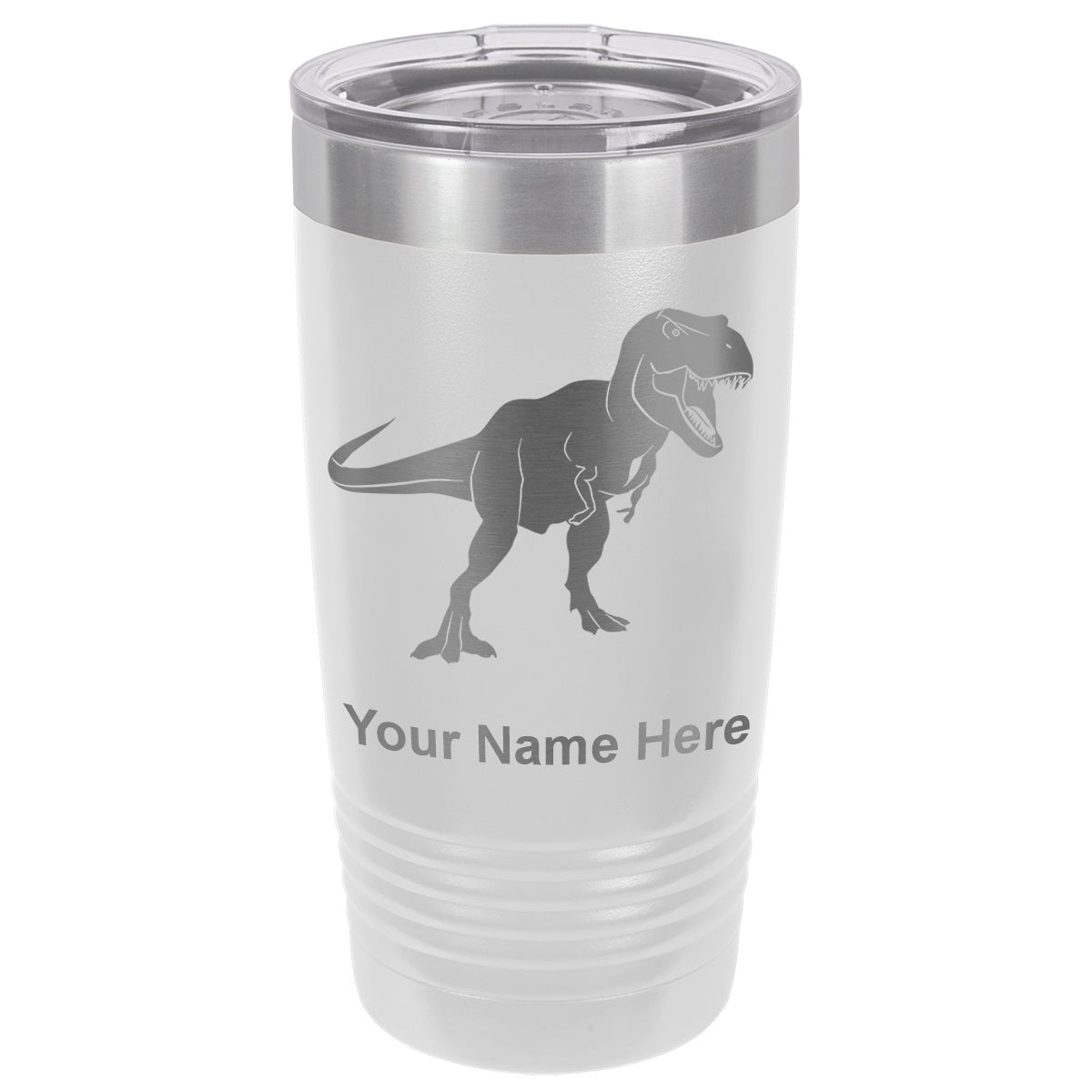 20oz Vacuum Insulated Tumbler Mug, Tyrannosaurus Rex Dinosaur, Personalized Engraving Included