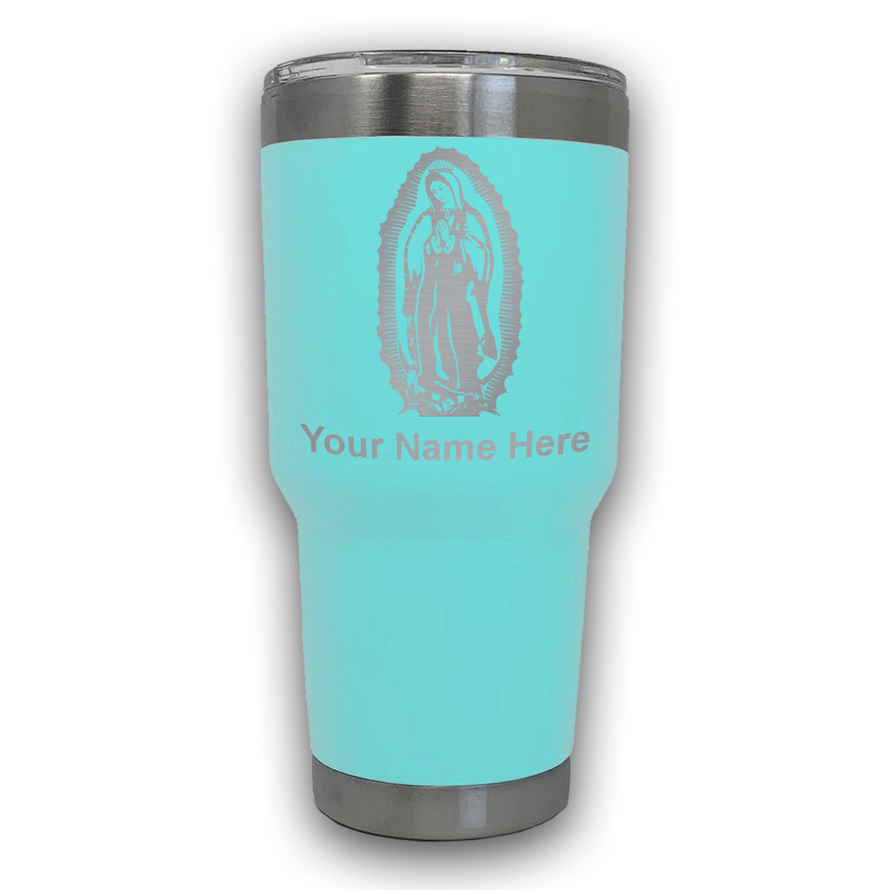 LaserGram 30oz Tumbler Mug, Virgen de Guadalupe, Personalized Engraving Included