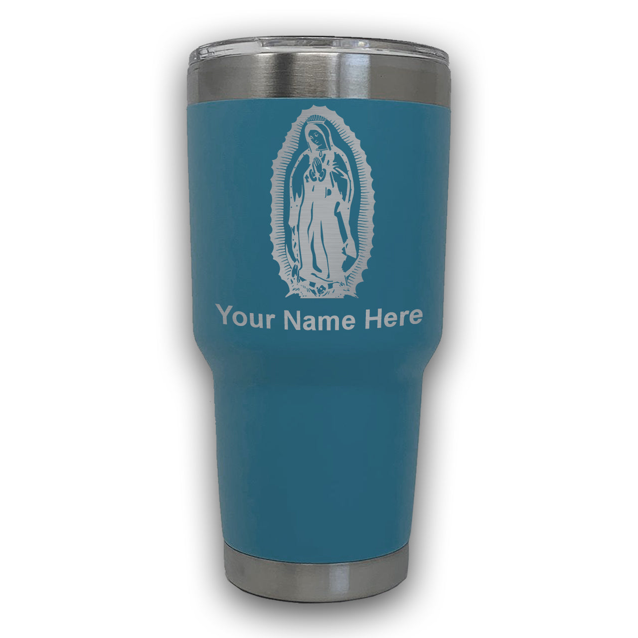 LaserGram 30oz Tumbler Mug, Virgen de Guadalupe, Personalized Engraving Included