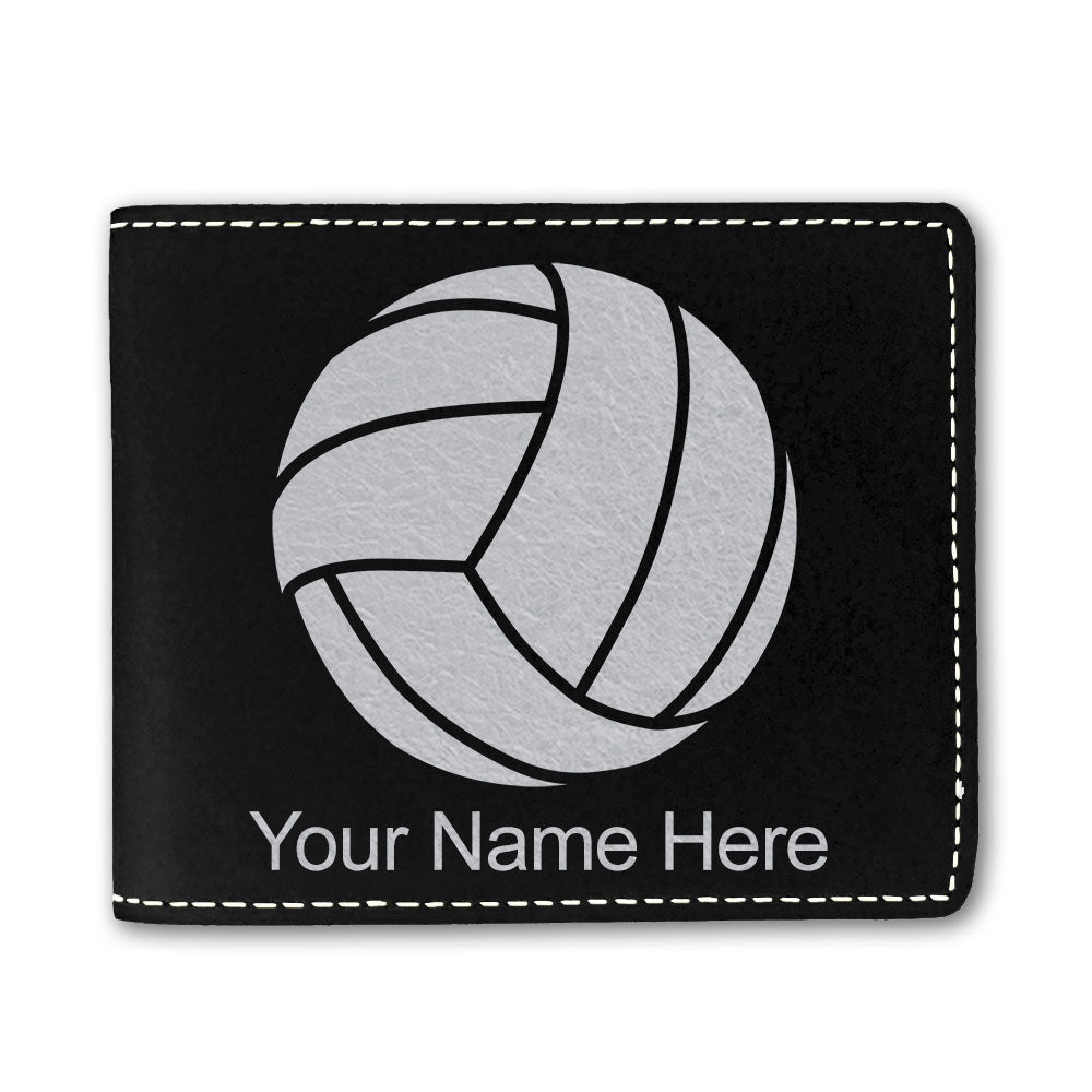 Faux Leather Bi-Fold Wallet, Volleyball Ball, Personalized Engraving Included