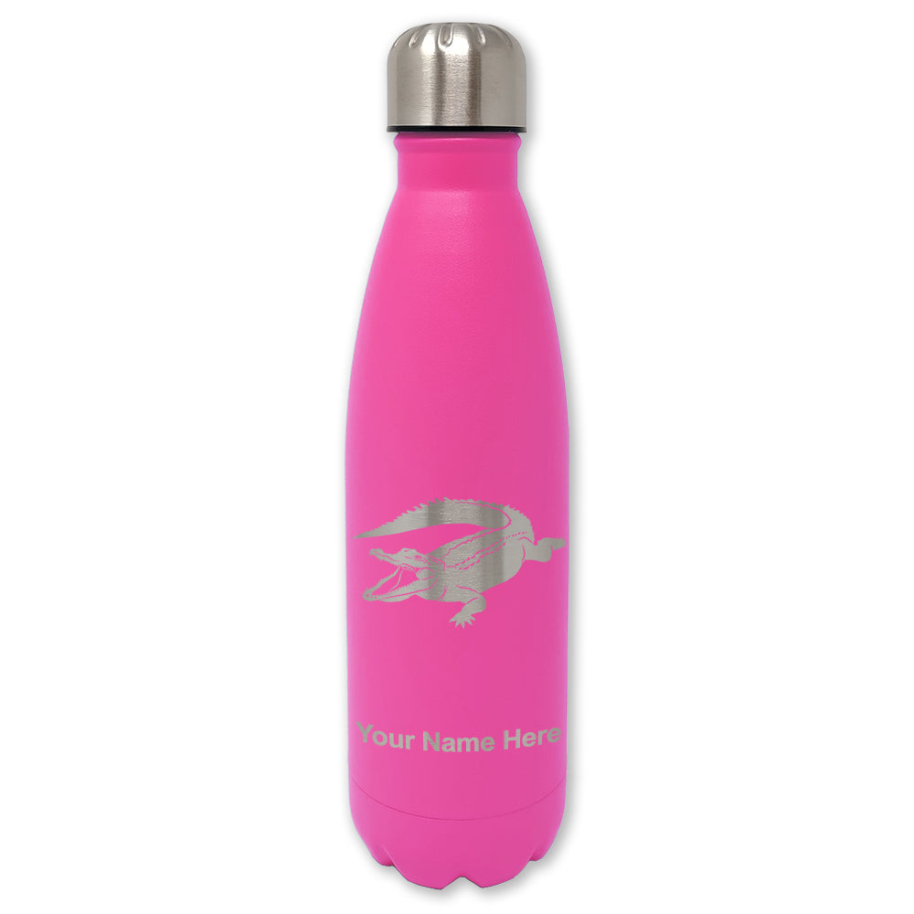LaserGram Double Wall Water Bottle, Alligator, Personalized Engraving Included