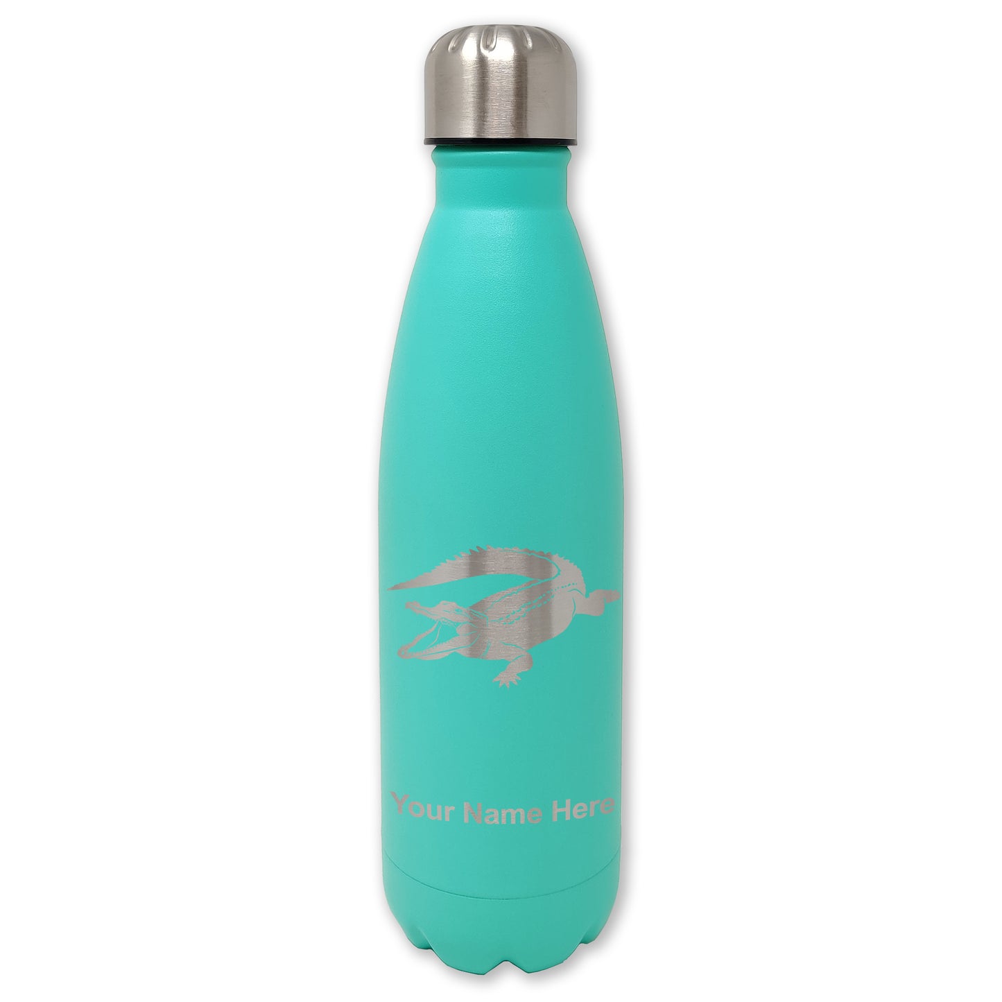 LaserGram Double Wall Water Bottle, Alligator, Personalized Engraving Included