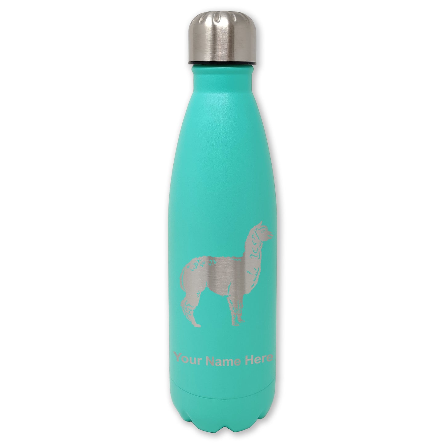 LaserGram Double Wall Water Bottle, Alpaca, Personalized Engraving Included