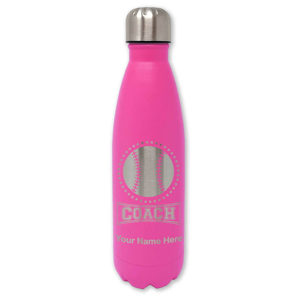 LaserGram Double Wall Water Bottle, Baseball Coach, Personalized Engraving Included
