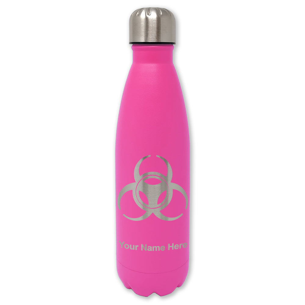 LaserGram Double Wall Water Bottle, Biohazard Symbol, Personalized Engraving Included
