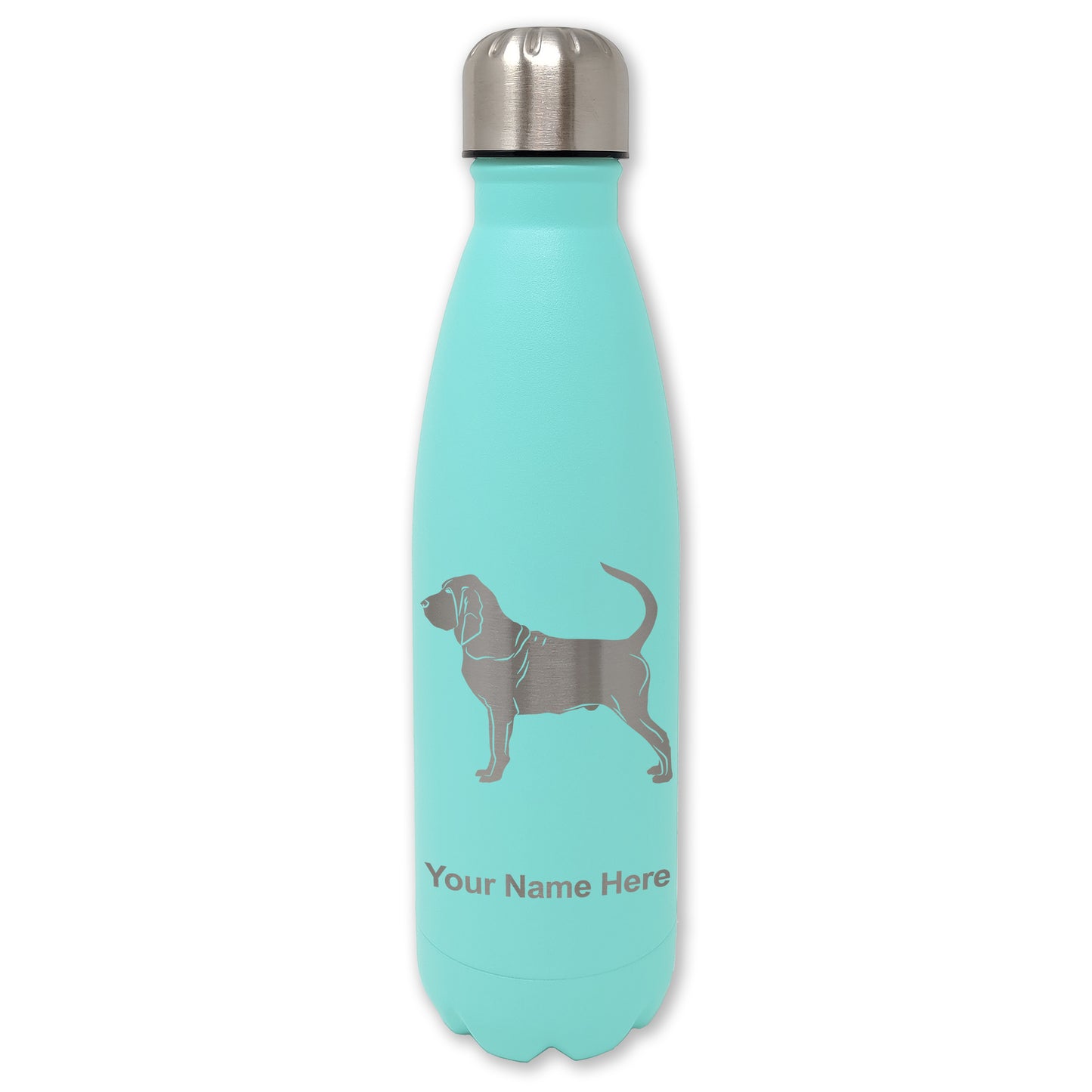 LaserGram Double Wall Water Bottle, Bloodhound Dog, Personalized Engraving Included