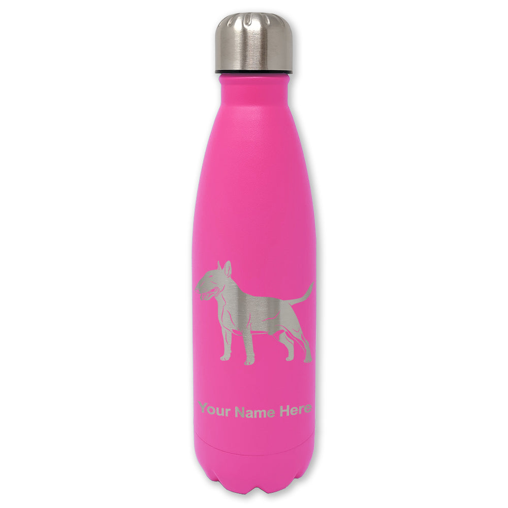 LaserGram Double Wall Water Bottle, Bull Terrier Dog, Personalized Engraving Included