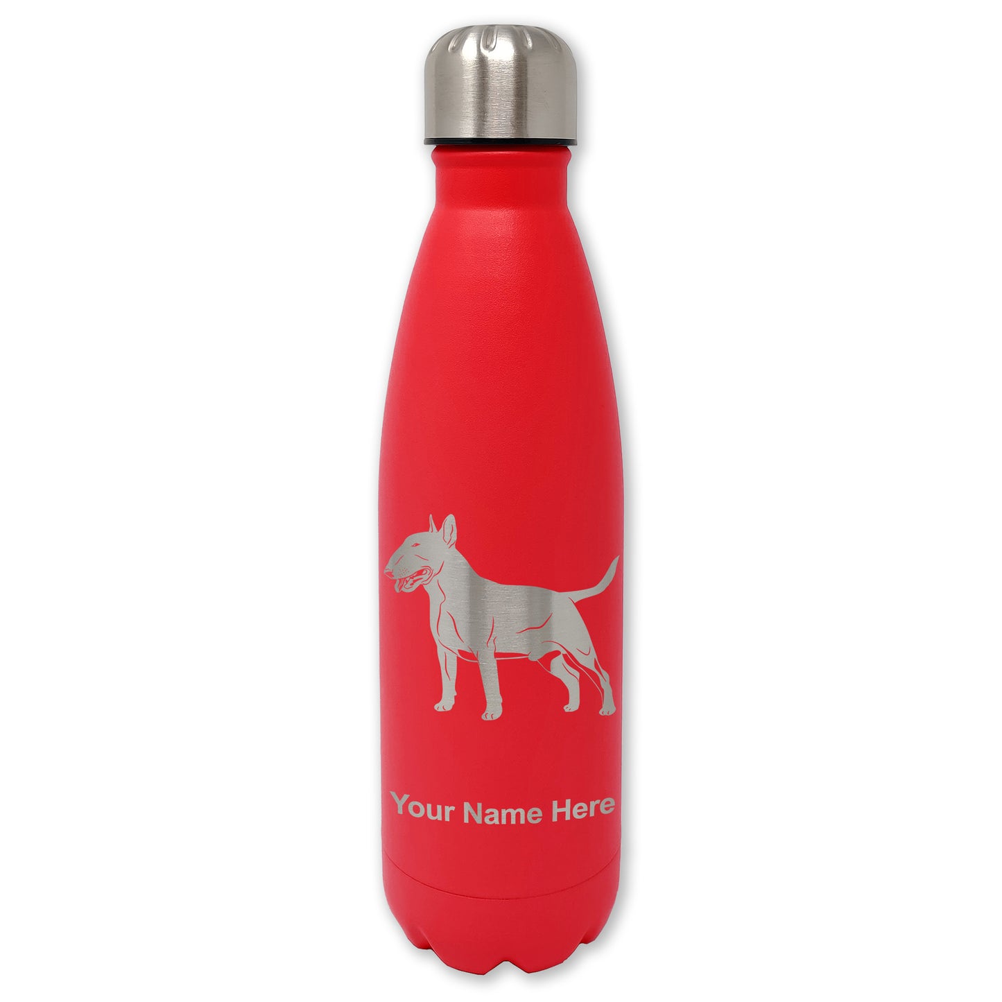 LaserGram Double Wall Water Bottle, Bull Terrier Dog, Personalized Engraving Included