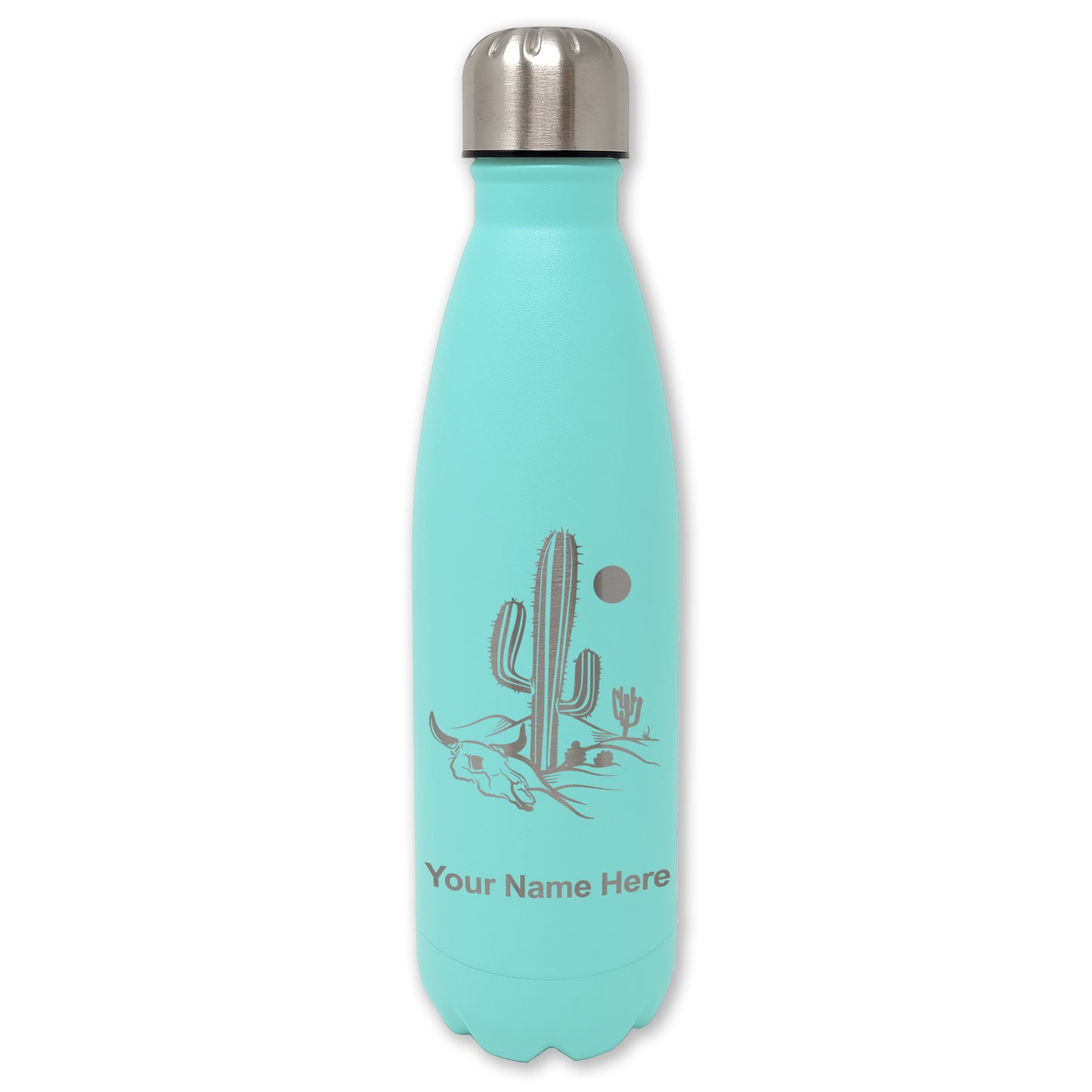 LaserGram Double Wall Water Bottle, Cactus, Personalized Engraving Included