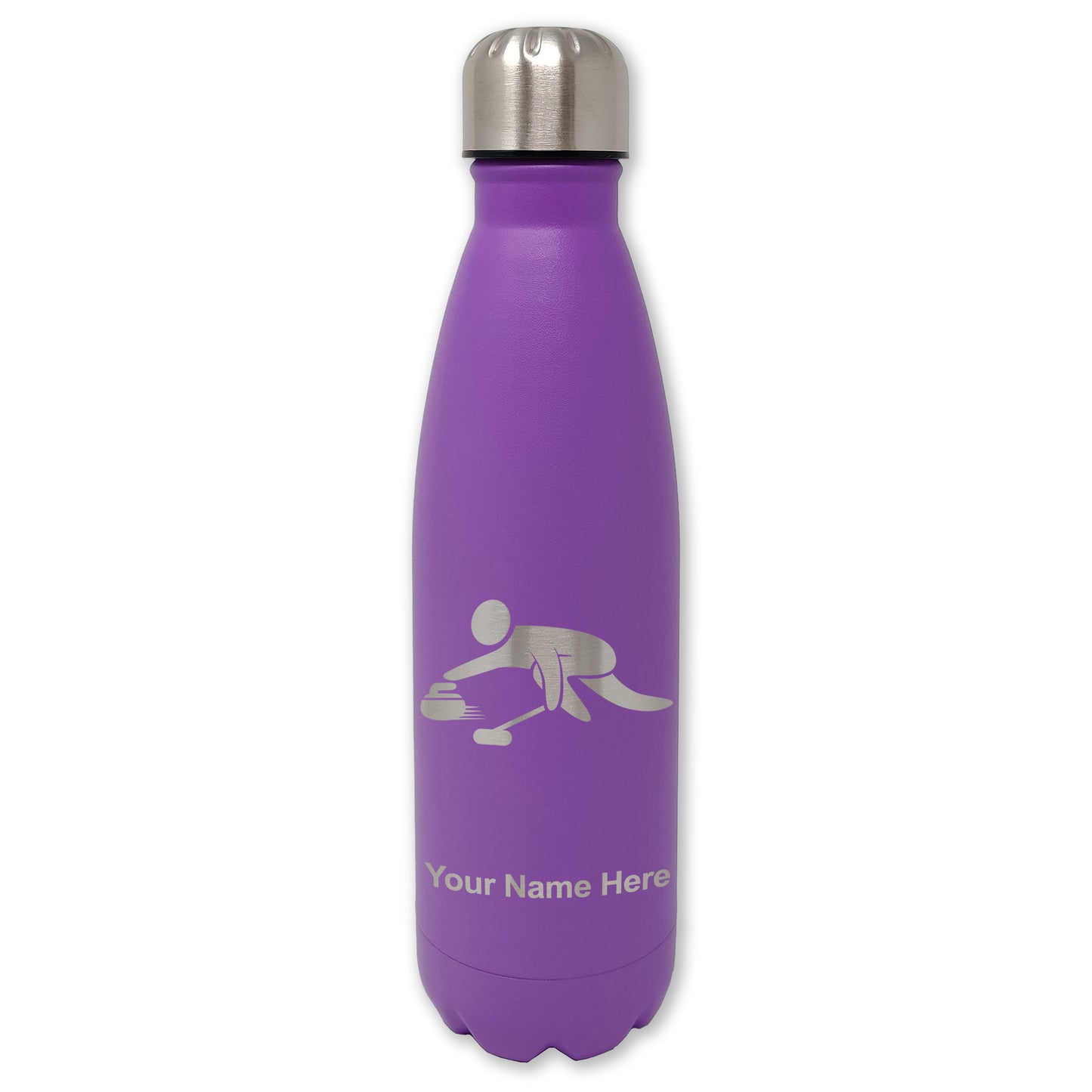 LaserGram Double Wall Water Bottle, Curling Figure, Personalized Engraving Included