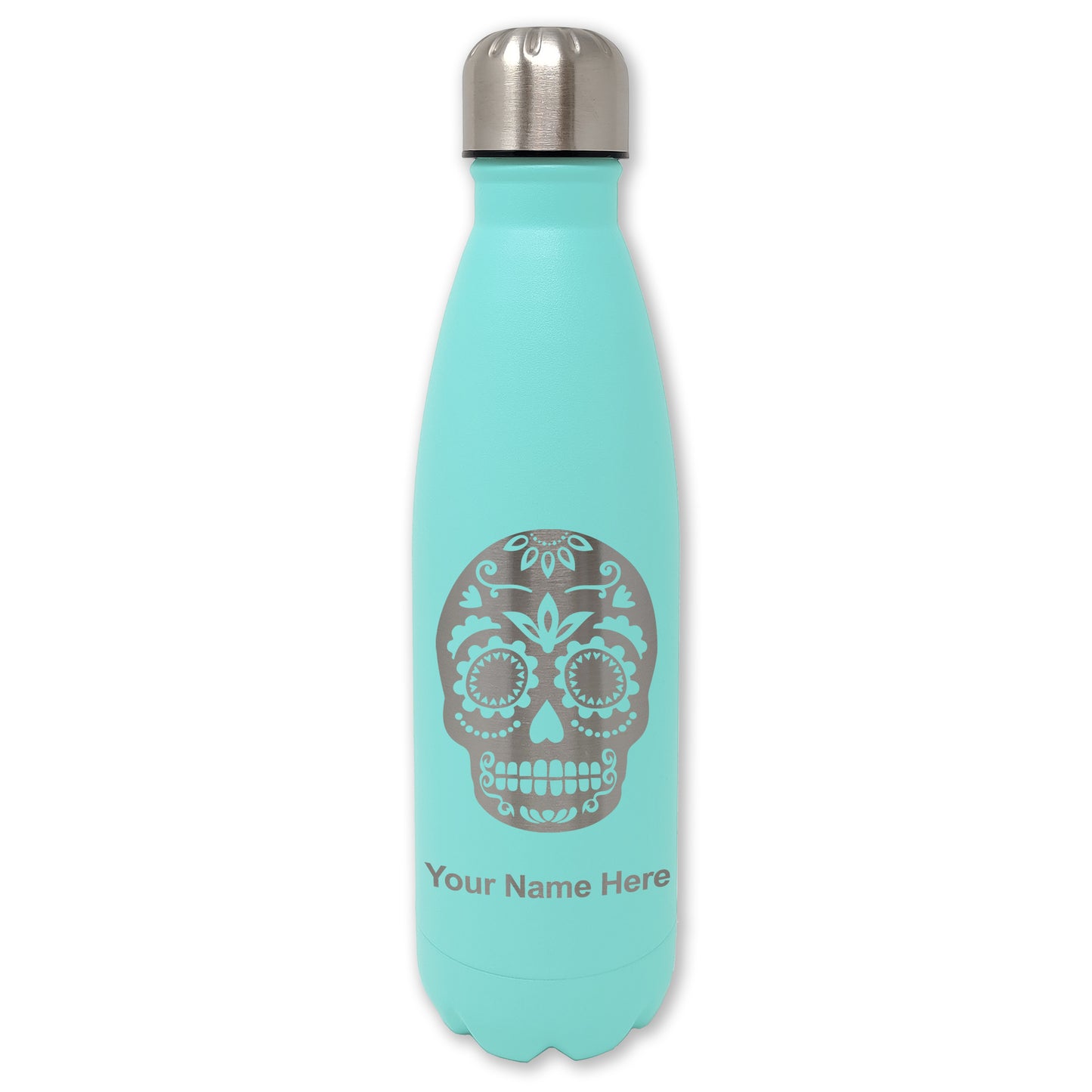 LaserGram Double Wall Water Bottle, Day of the Dead, Personalized Engraving Included