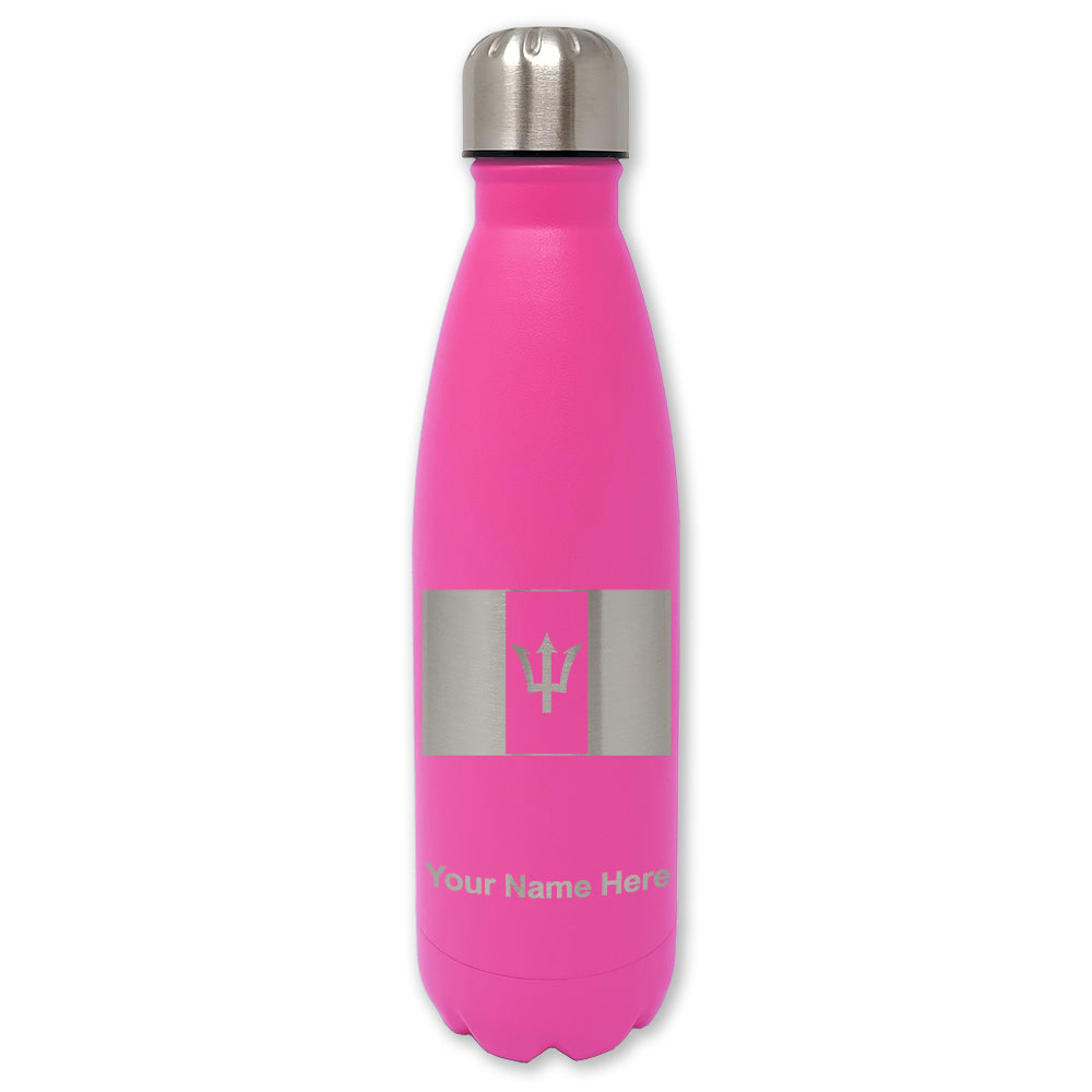 LaserGram Double Wall Water Bottle, Flag of Barbados, Personalized Engraving Included