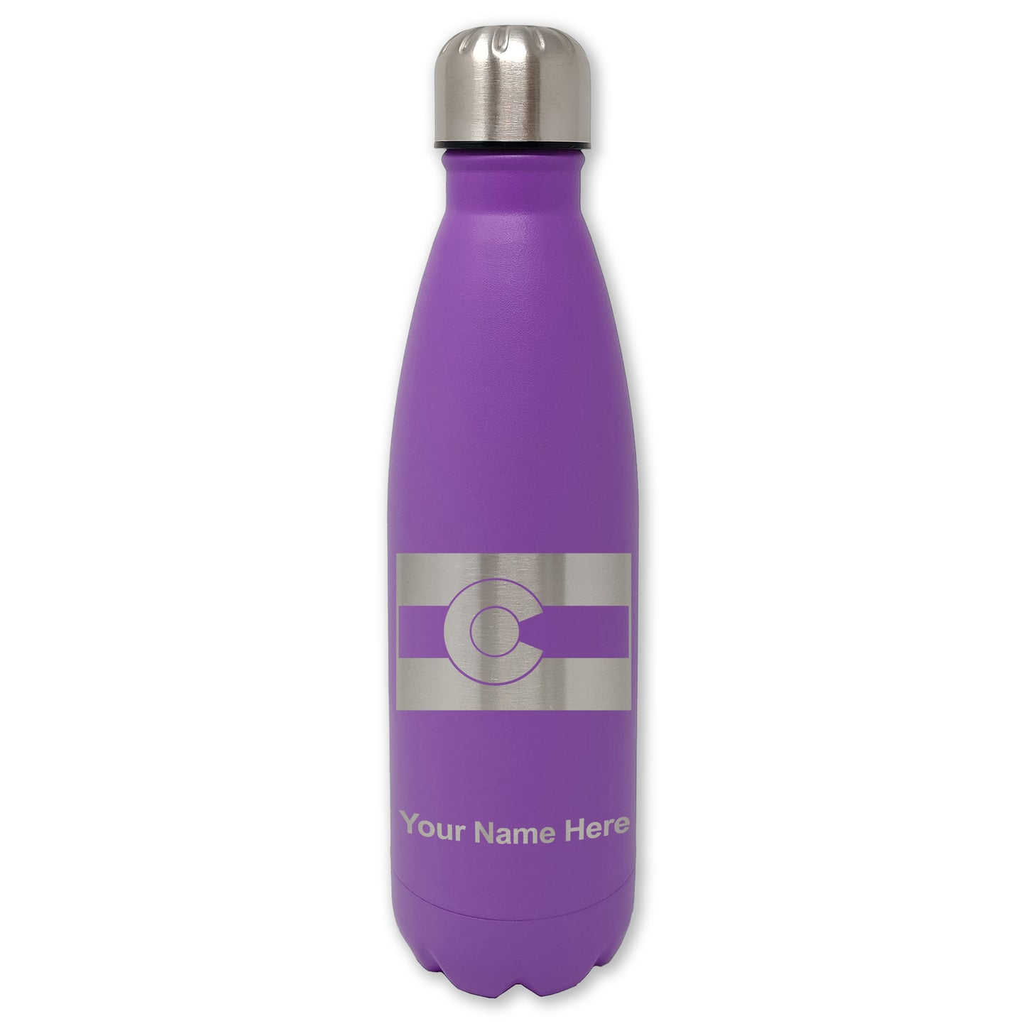 LaserGram Double Wall Water Bottle, Flag of Colorado, Personalized Engraving Included