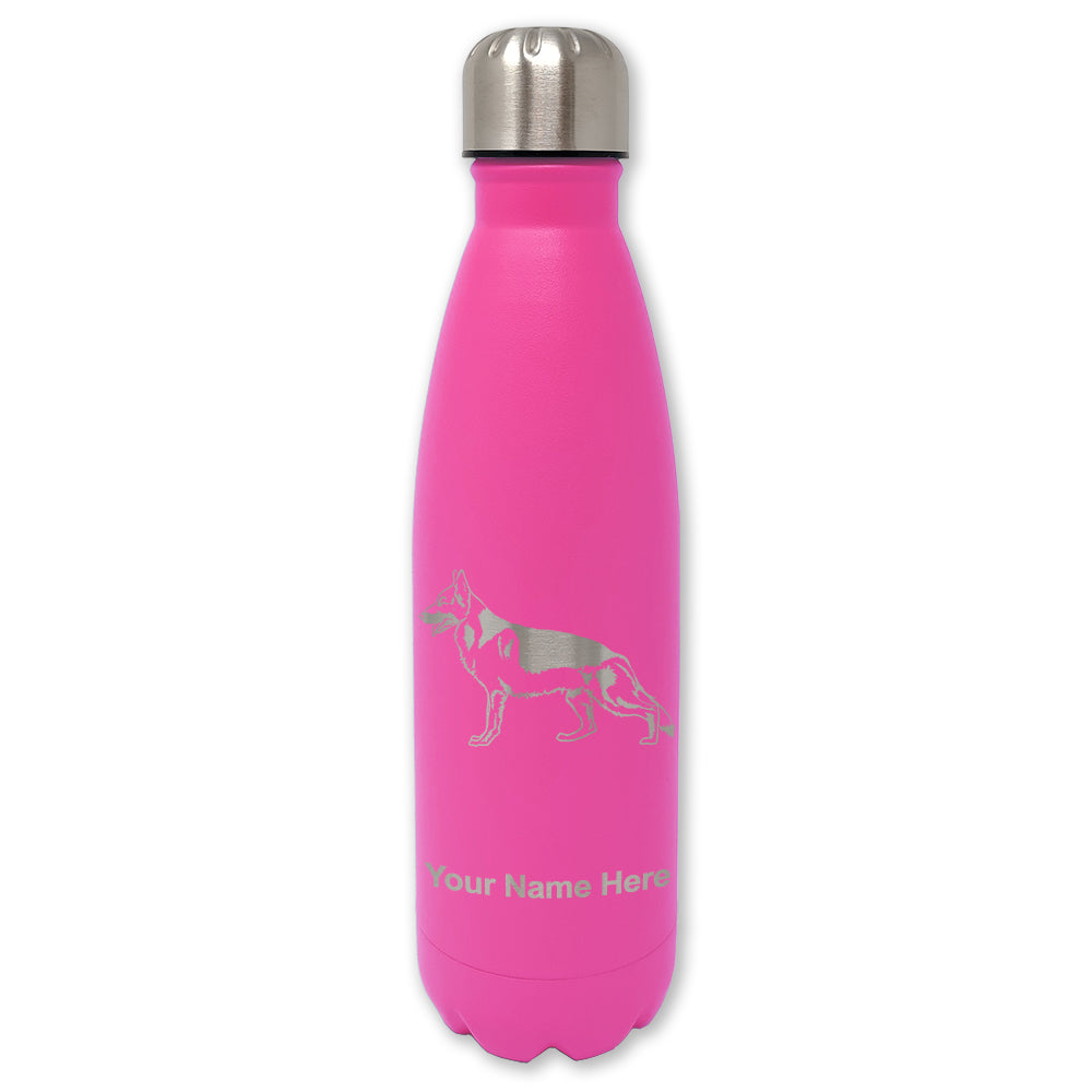 LaserGram Double Wall Water Bottle, German Shepherd Dog, Personalized Engraving Included