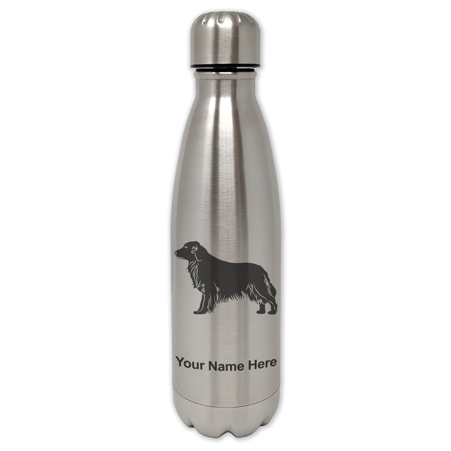 LaserGram Double Wall Water Bottle, Golden Retriever Dog, Personalized Engraving Included