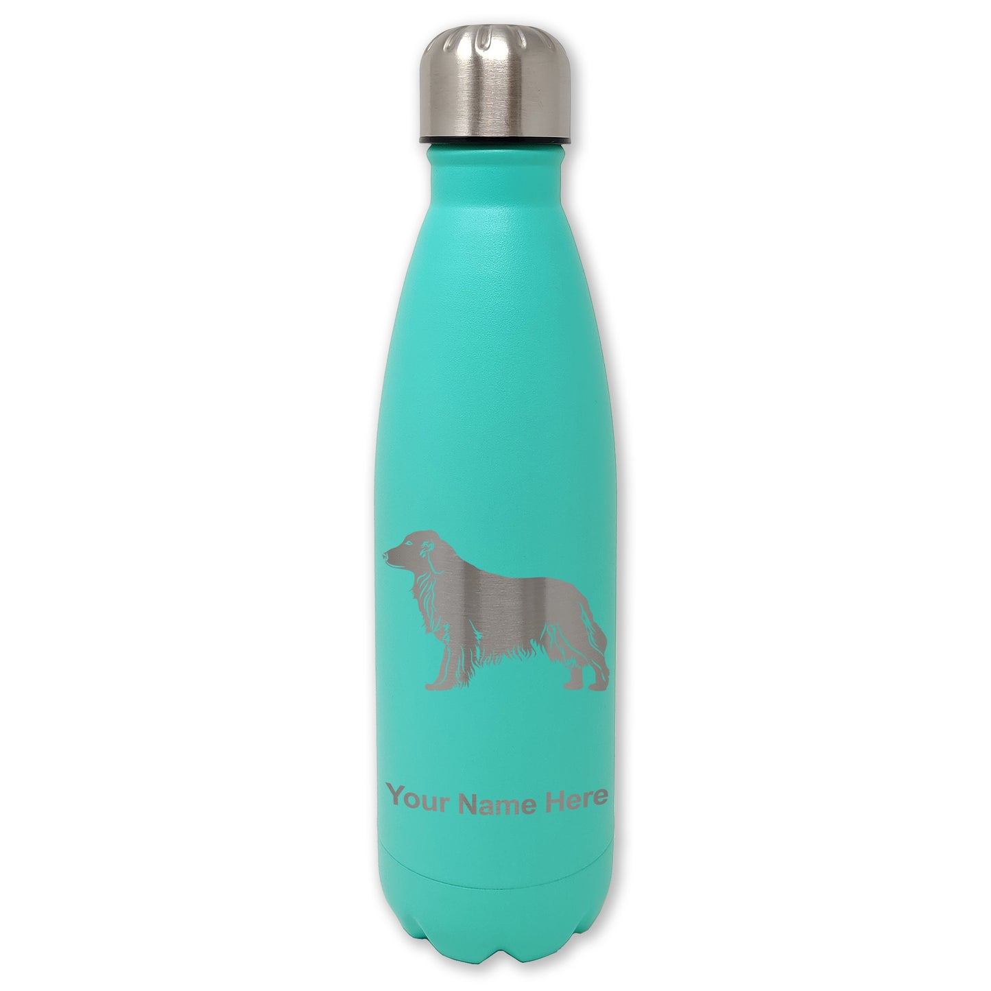 LaserGram Double Wall Water Bottle, Golden Retriever Dog, Personalized Engraving Included