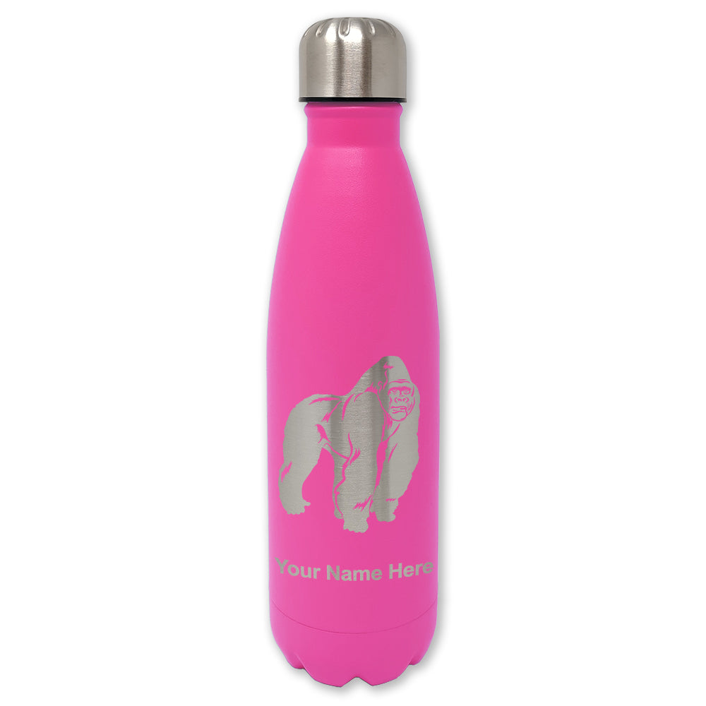 LaserGram Double Wall Water Bottle, Gorilla, Personalized Engraving Included