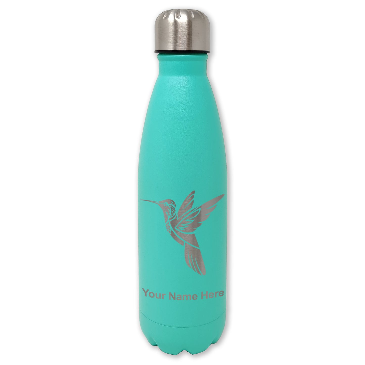 LaserGram Double Wall Water Bottle, Hummingbird, Personalized Engraving Included