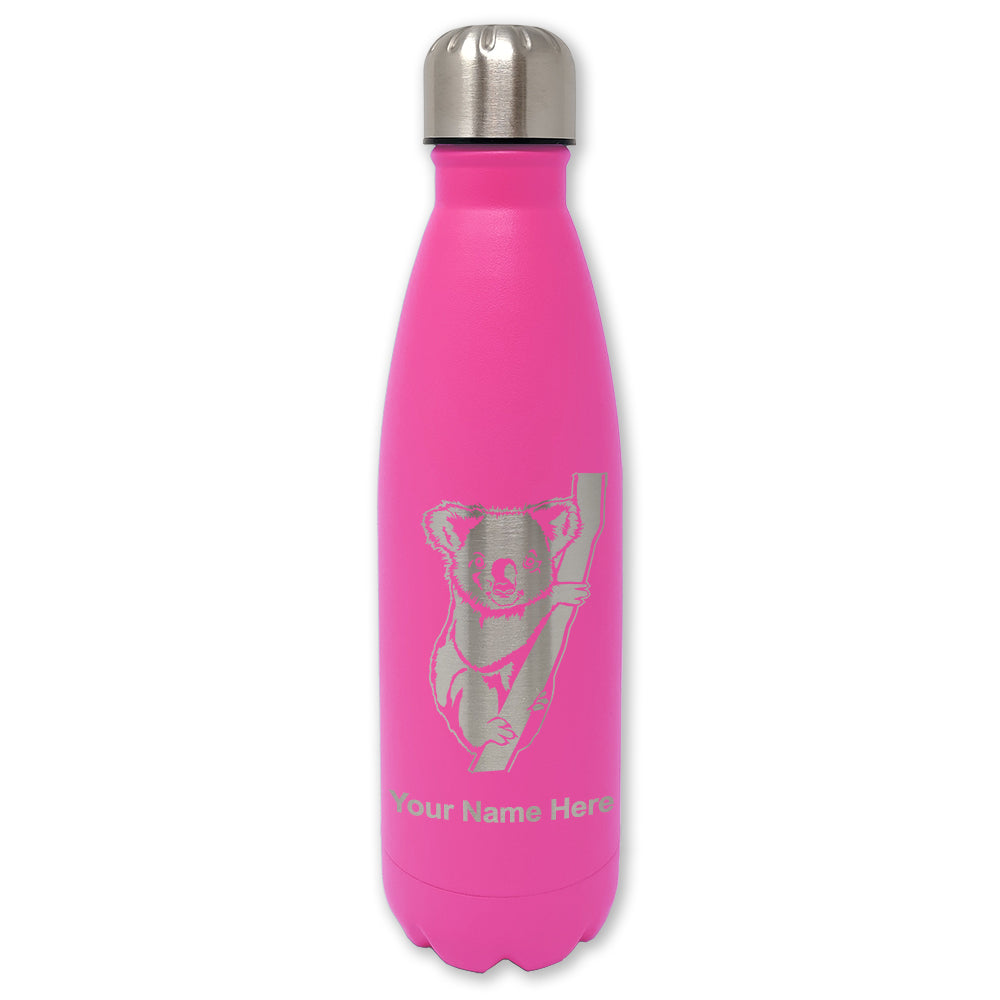 LaserGram Double Wall Water Bottle, Koala Bear, Personalized Engraving Included