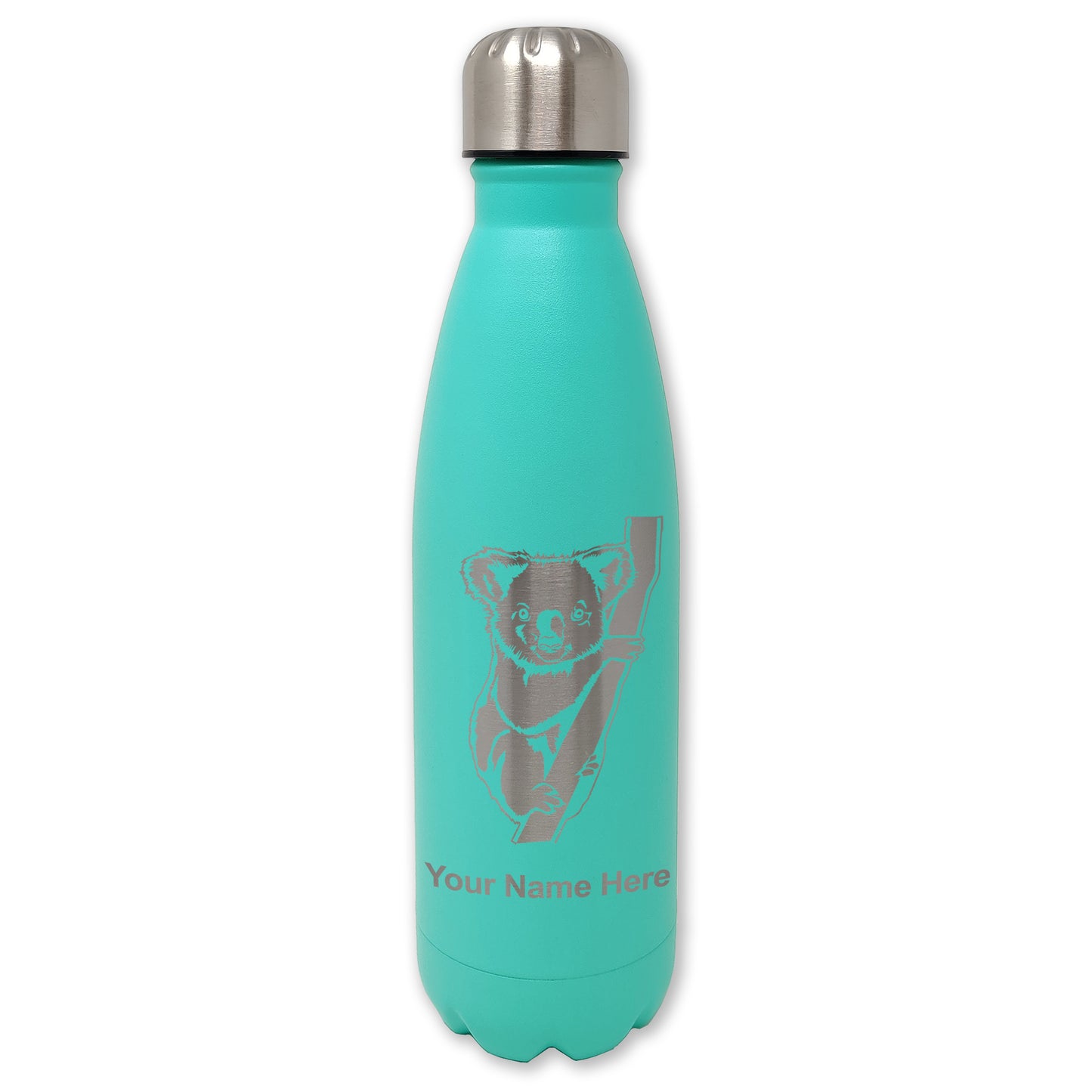 LaserGram Double Wall Water Bottle, Koala Bear, Personalized Engraving Included